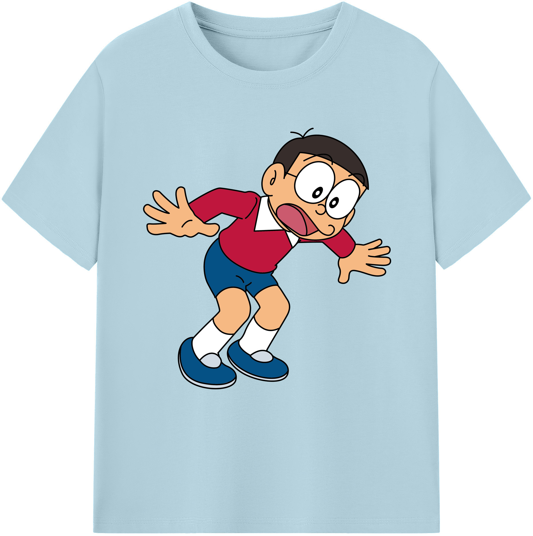 （画像用） ドラえもん 野比 のび太 Doraemon Nobita Nobi 綿100％半袖Tシャツ（フロントプリント）